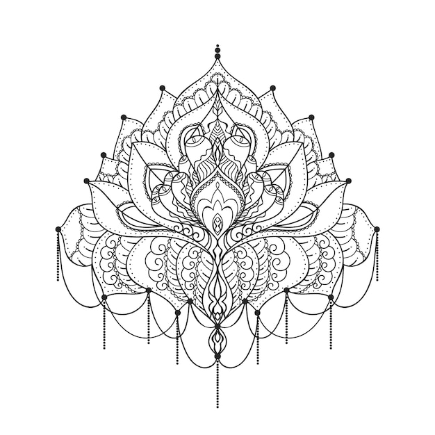 Hand drawn mandala flower drawing