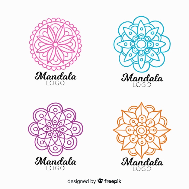 Vettore gratuito collezione di logo mandala disegnata a mano