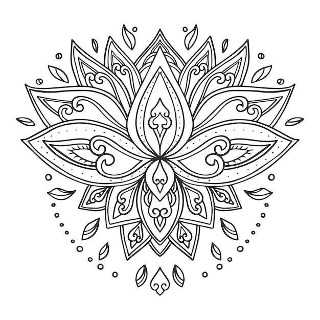 手描き曼荼羅蓮の花の描画