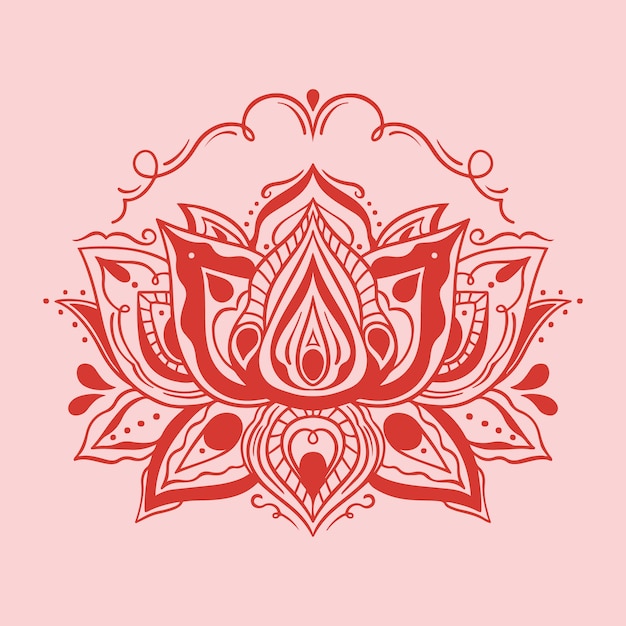 Hand drawn mandala lotus flower drawing