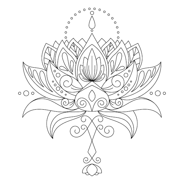 Ручной обращается мандала цветок лотоса рисунок