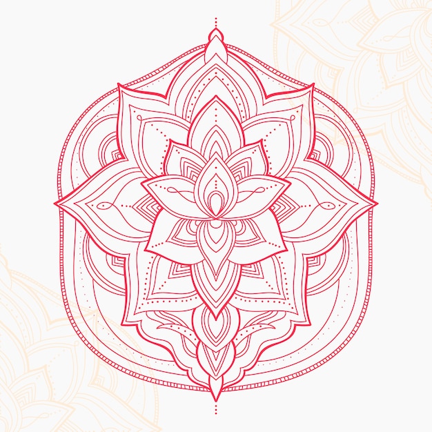 Hand drawn mandala lotus flower drawing