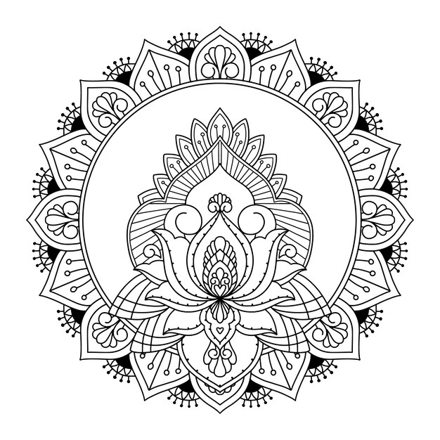 Free Vector hand drawn mandala lotus flower drawing