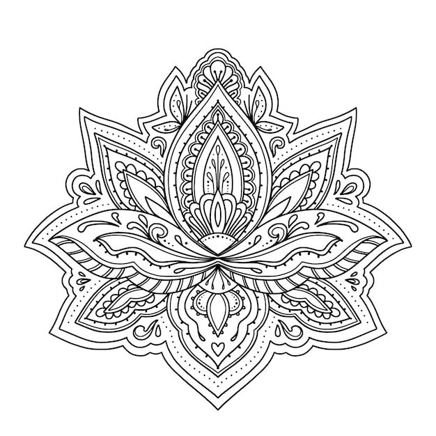 Free vector hand drawn mandala lotus flower drawing