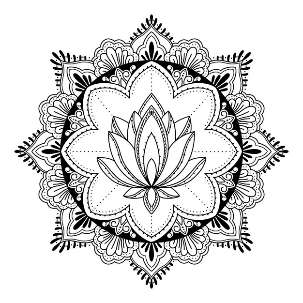 Free vector hand drawn mandala lotus flower drawing