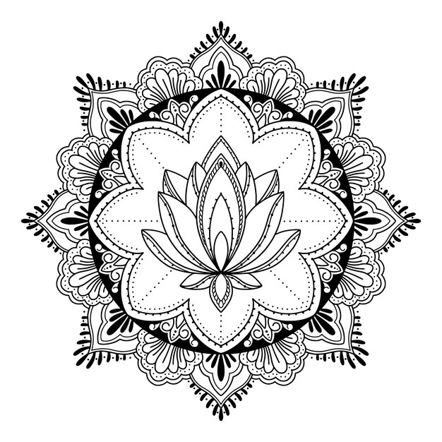 Vettore gratuito disegno del fiore di loto mandala disegnato a mano