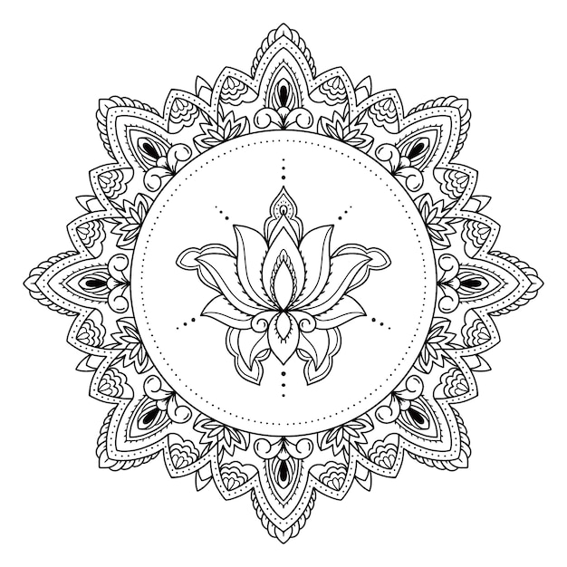 Free vector hand drawn mandala lotus flower drawing