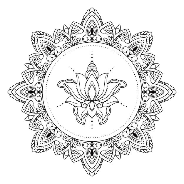 Disegno del fiore di loto mandala disegnato a mano