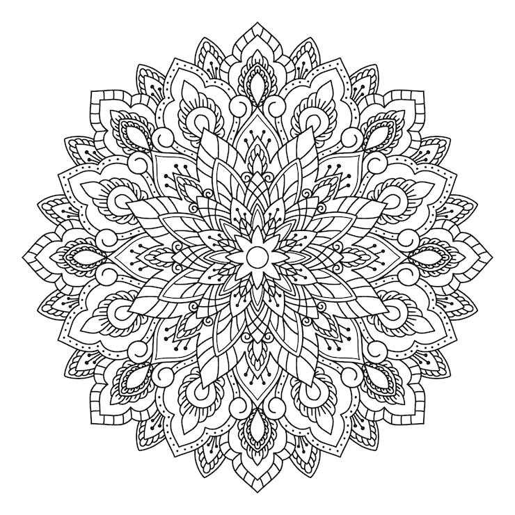 無料Vector 手描き曼荼羅蓮の花の描画