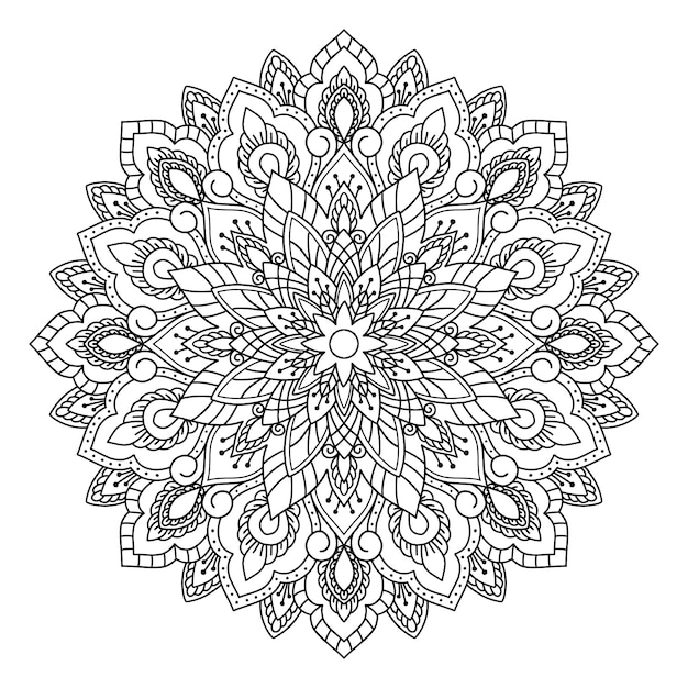 Hand drawn mandala lotus flower drawing