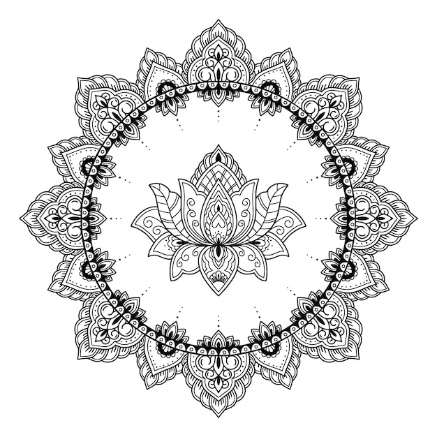 Disegno del fiore di loto mandala disegnato a mano