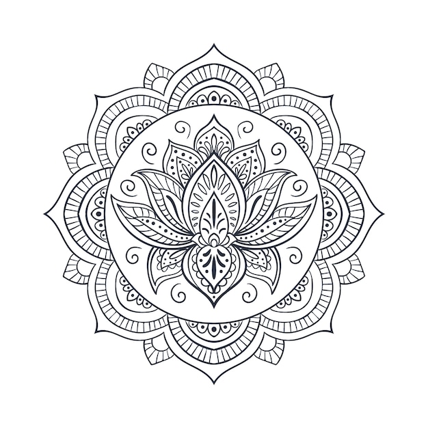 Free Vector hand drawn mandala lotus flower drawing