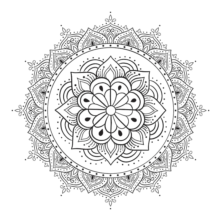 Free Vector hand drawn mandala lotus flower drawing