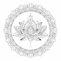 Vettore gratuito disegno del fiore di loto mandala disegnato a mano