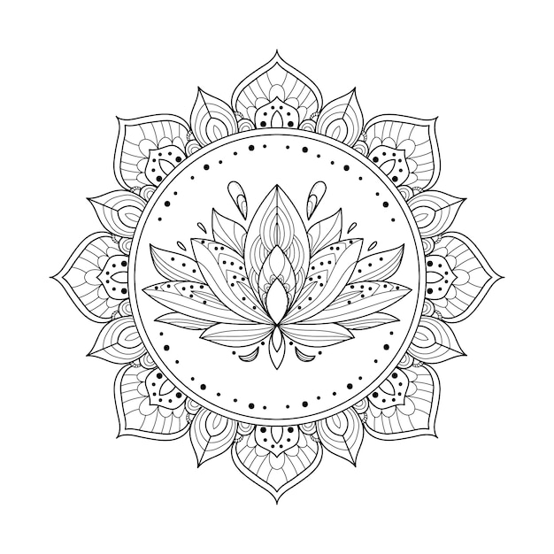 Бесплатное векторное изображение Ручной обращается мандала цветок лотоса рисунок