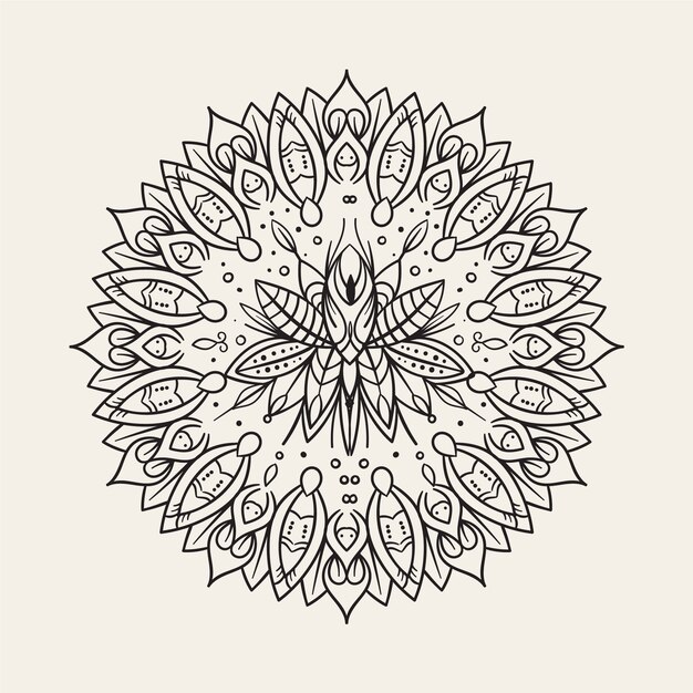Free vector hand drawn mandala lotus flower drawing