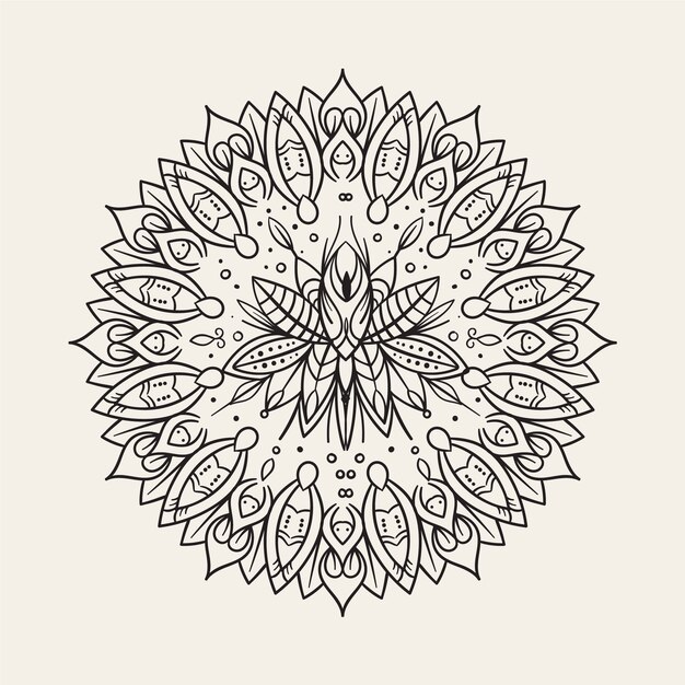 Vettore gratuito disegno del fiore di loto mandala disegnato a mano