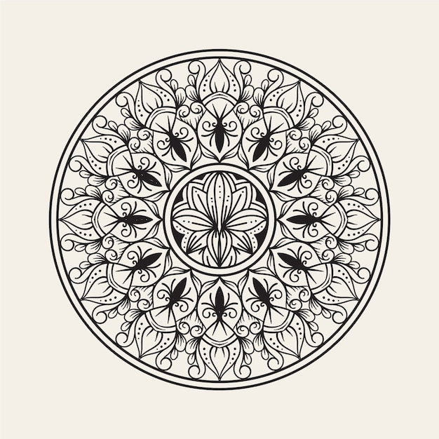 Hand drawn mandala lotus flower drawing