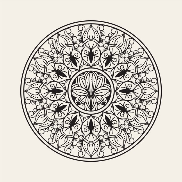 Hand drawn mandala lotus flower drawing