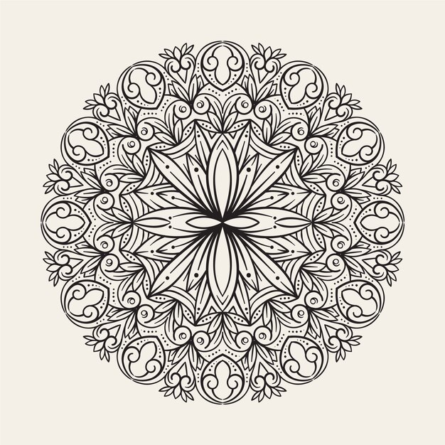 Hand drawn mandala lotus flower drawing