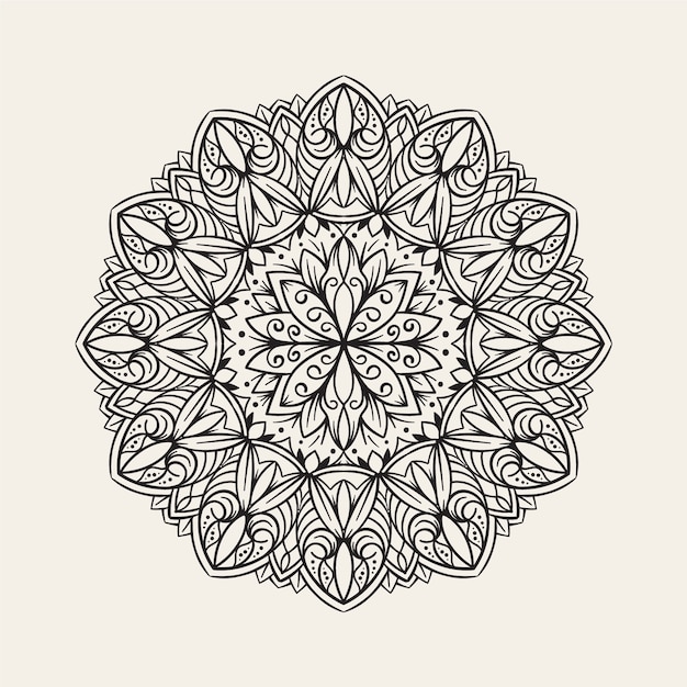 Hand drawn mandala lotus flower drawing