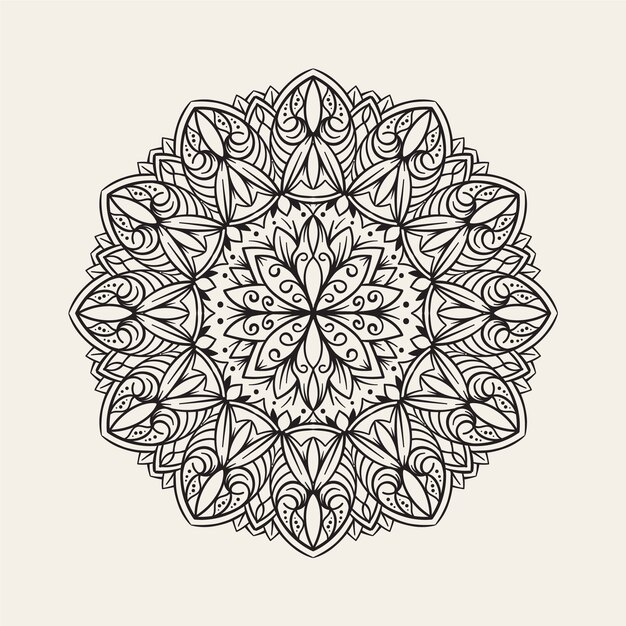 Hand drawn mandala lotus flower drawing