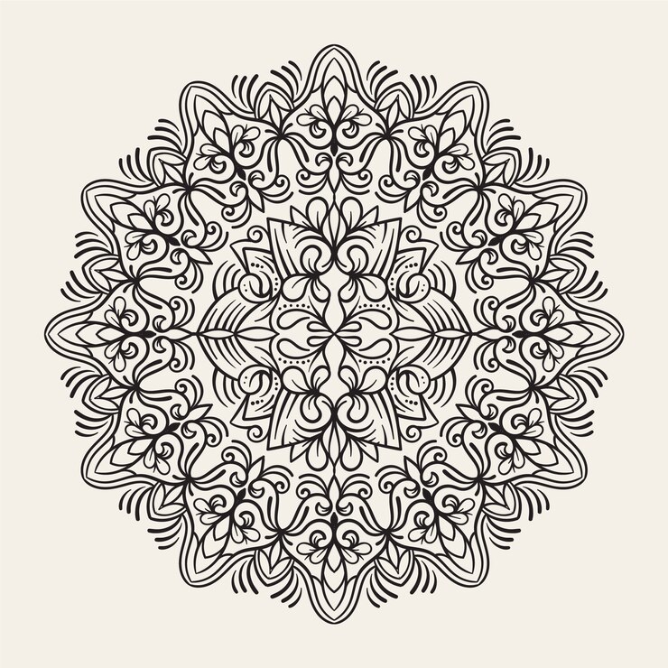 Free Vector hand drawn mandala lotus flower drawing