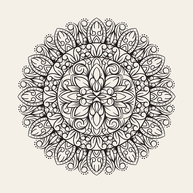 Hand drawn mandala lotus flower drawing