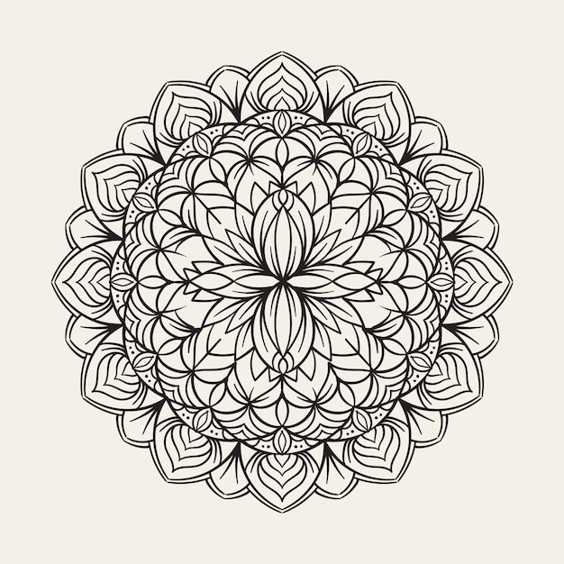 Free vector hand drawn mandala lotus flower drawing