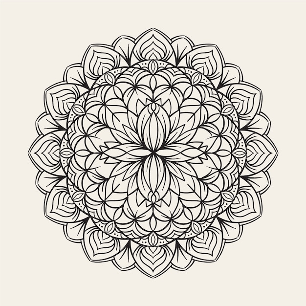 Hand drawn mandala lotus flower drawing