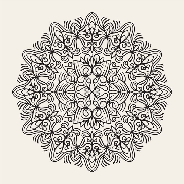 Hand drawn mandala lotus flower drawing