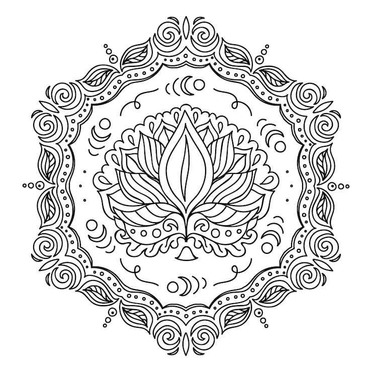 Free Vector hand drawn mandala lotus flower drawing