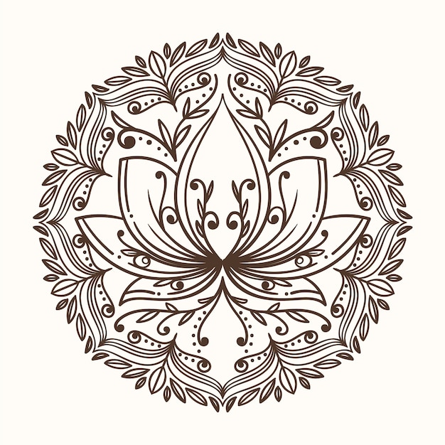 Free vector hand drawn mandala lotus flower drawing