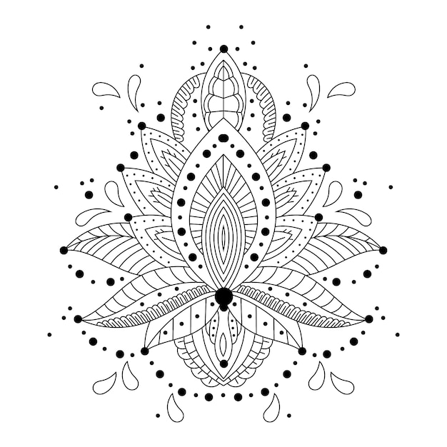 無料ベクター 手描き曼荼羅蓮の花の描画