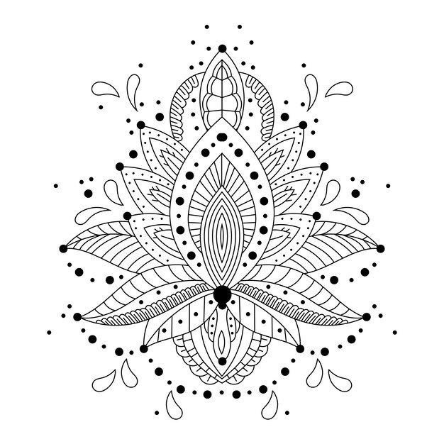 Hand drawn mandala lotus flower drawing