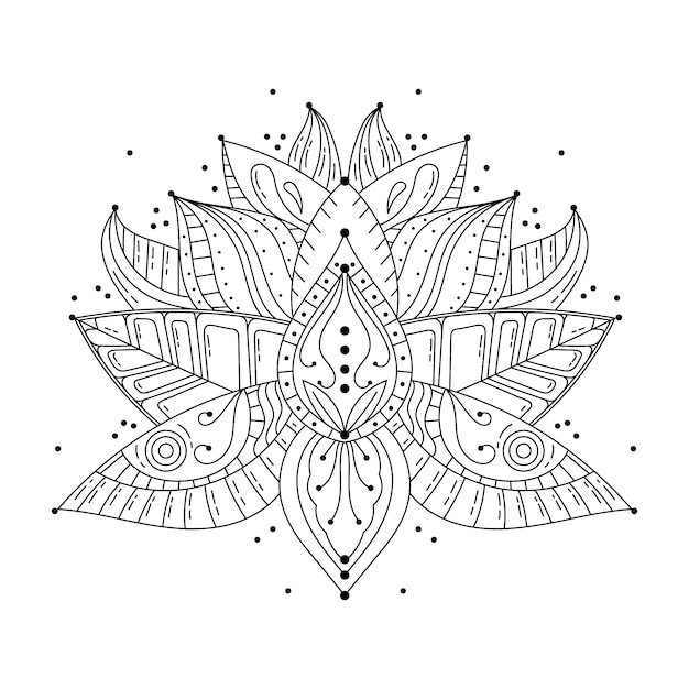 Free vector hand drawn mandala lotus flower drawing