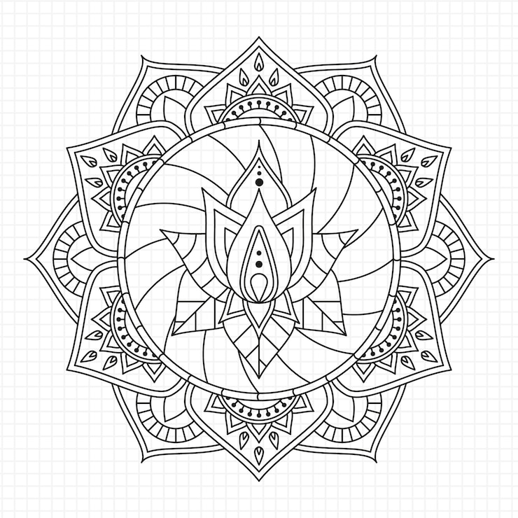 Free Vector hand drawn mandala lotus flower drawing