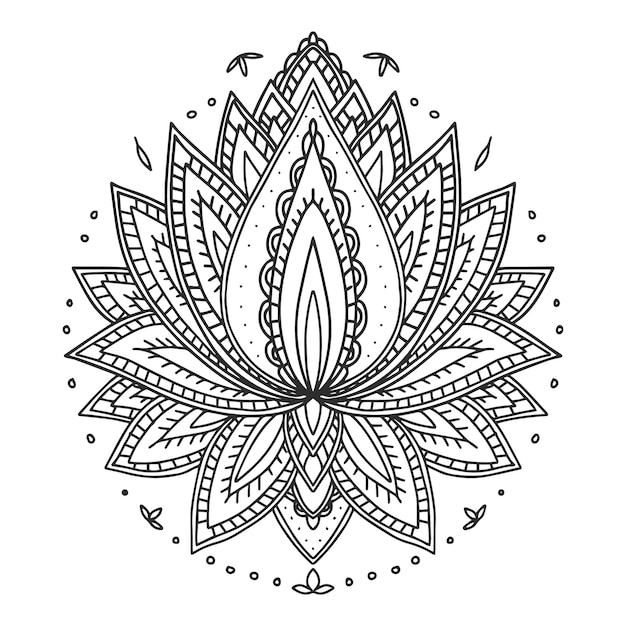 Disegno del fiore di loto mandala disegnato a mano