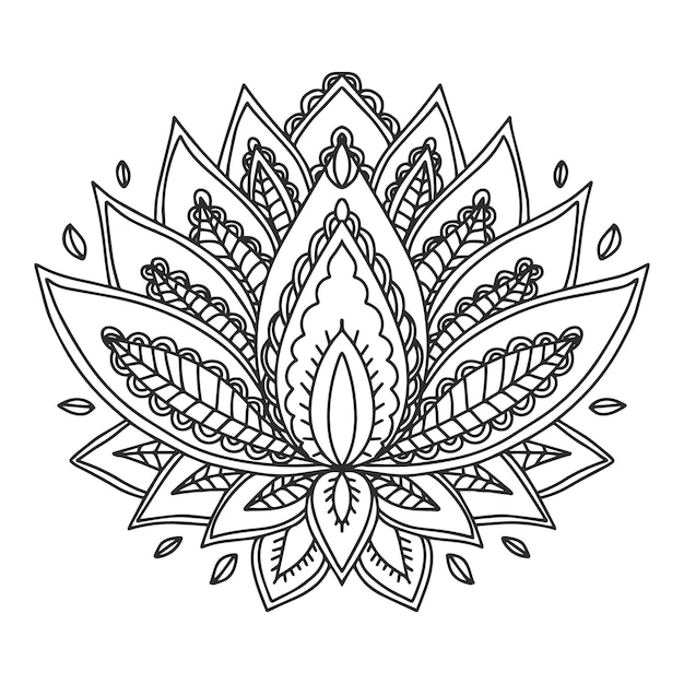 Disegno del fiore di loto mandala disegnato a mano