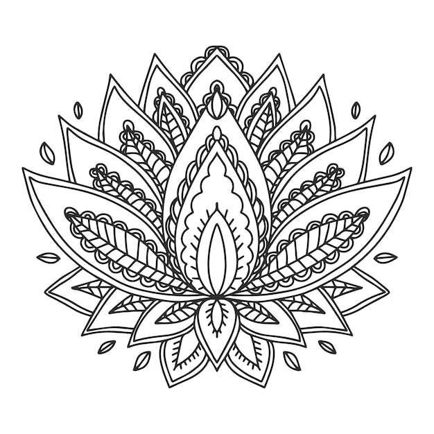 Ручной обращается мандала цветок лотоса рисунок
