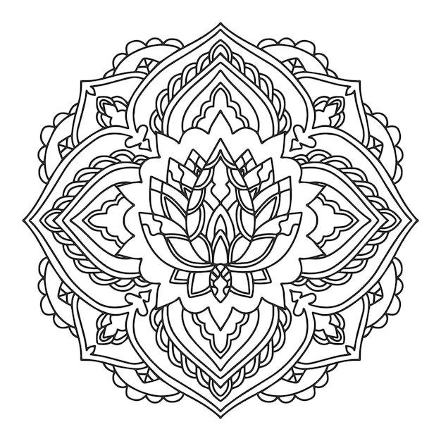 Disegno del fiore di loto mandala disegnato a mano