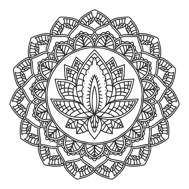 手描き曼荼羅蓮の花の描画
