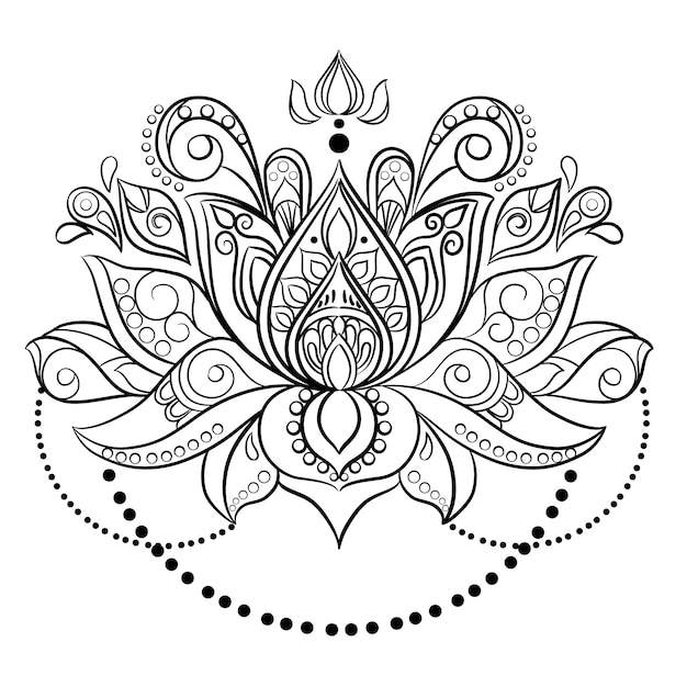 Free vector hand drawn mandala lotus flower drawing