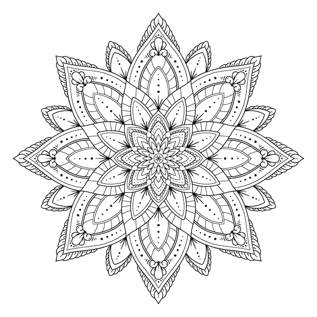 Vettore gratuito disegno del fiore di loto mandala disegnato a mano