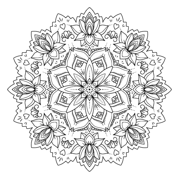 Disegno del fiore di loto mandala disegnato a mano