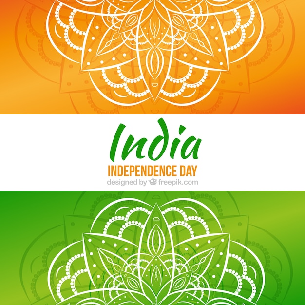 Hand drawn mandalas background of india independence day