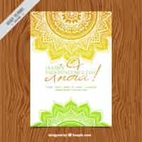 Free vector hand drawn mandalas india independence day invitation