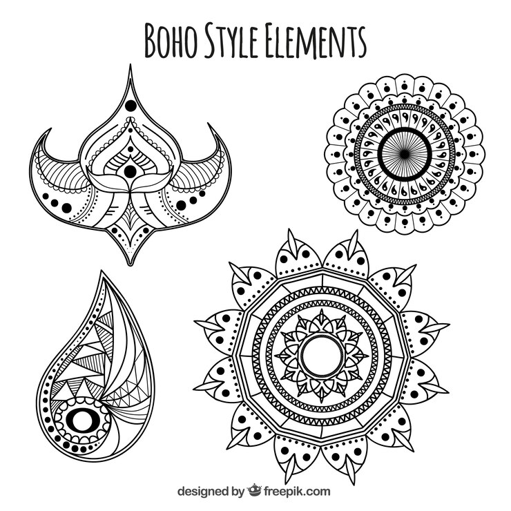 Free Vector hand drawn mandalas and ornaments in boho style