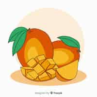 Free vector hand drawn mango background