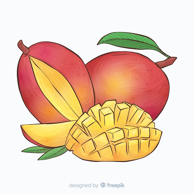 Free vector hand drawn mango background